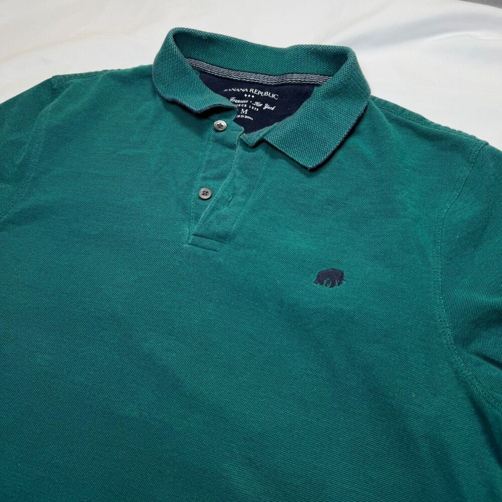 Banana Republic Shirt Mens Medium Green Short Sleeve Polo Casual - Picture 2 of 6